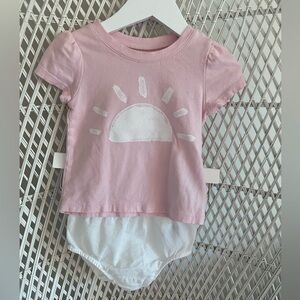 Baby Gap Graphic T-Shirt and Bloomers, 12 - 18M, Pink and White